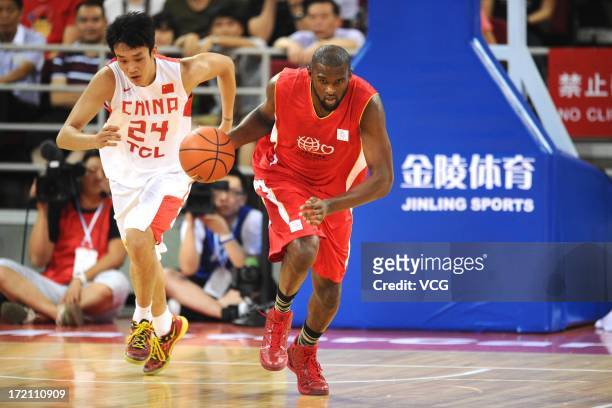 Chris Singleton of Washington Wizards drives the ball during the 2013 Yao Foundation Charity Game between China and the NBA Stars at MasterCard...