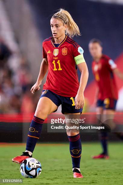Alexia Putellas of Spain controls the ball during the UEFA Womens Nations League match between Spain and Switzerland at Estadio Nuevo Arcangel on...