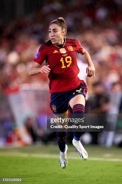 Olga Carmona of Spain looks on during the UEFA Womens Nations League match between Spain and Switzerland at Estadio Nuevo Arcangel on September 26,...