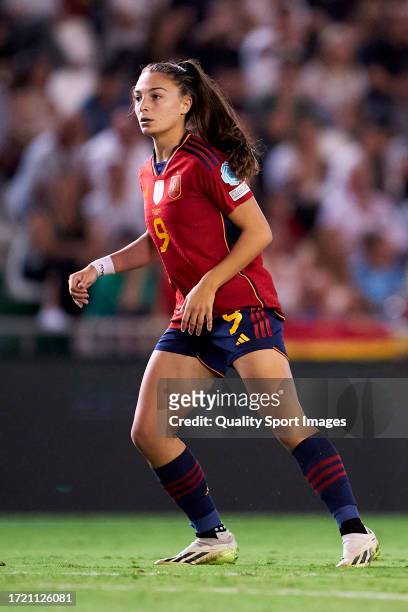Inma Gabarro of Spain looks on during the UEFA Womens Nations League match between Spain and Switzerland at Estadio Nuevo Arcangel on September 26,...