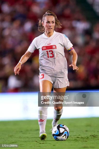 Lia Walti of Switzerland runs with the ball during the UEFA Womens Nations League match between Spain and Switzerland at Estadio Nuevo Arcangel on...
