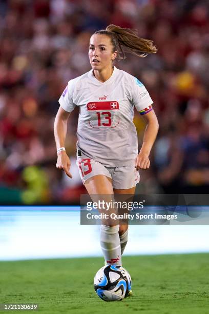 Lia Walti of Switzerland runs with the ball during the UEFA Womens Nations League match between Spain and Switzerland at Estadio Nuevo Arcangel on...