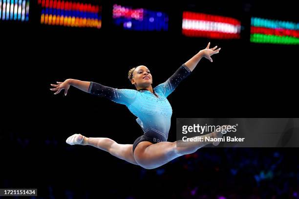 Rebeca Andrade of Team Brazil competes on Floor Exercise during the Women's All Around Final on Day Seven of the 2023 Artistic Gymnastics World...