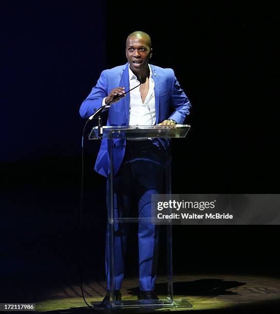 Leslie Odom performs at the 5th Annual National High School Musical Theater Awards at Minskoff Theatre on July 1, 2013 in New York City.