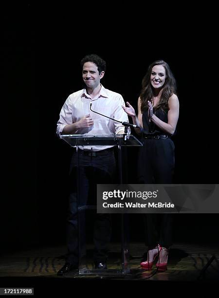 Santinio Fontana and Laura Osnes performs at the 5th Annual National High School Musical Theater Awards at Minskoff Theatre on July 1, 2013 in New...