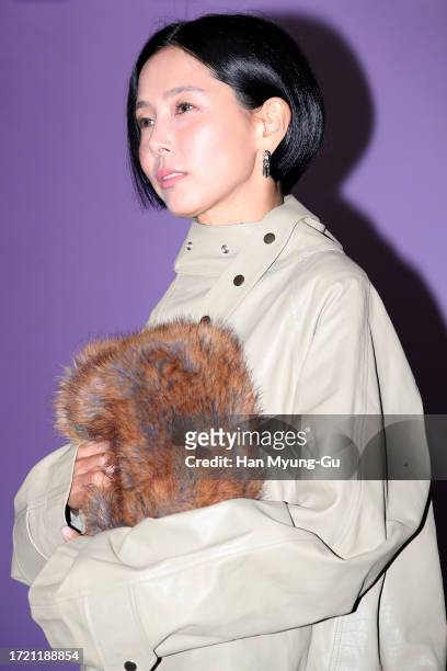 South Korean actress Kim Na-Young attends a photocall for the 'BURBERRY Seongsu Rose' pop-up store opening on October 06, 2023 in Seoul, South Korea.