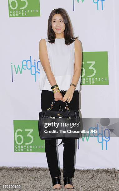 Yang Jung-A attends Jang Yoon-Jung and Do Kyung-Wan Wedding at 63 building convention center on June 28, 2013 in Seoul, South Korea.