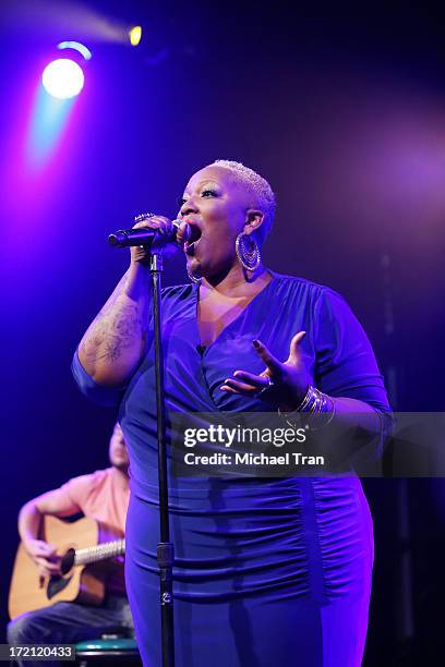 Frenchie Davis performs at the Friend Movement Campaign benefit concert held at El Rey Theatre on July 1, 2013 in Los Angeles, California.