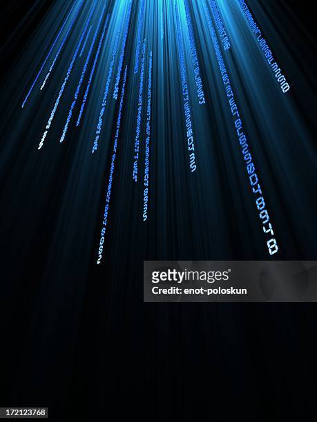 a black background with blue digital lights  - hologram projection stock pictures, royalty-free photos & images