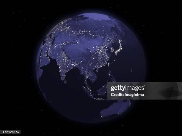globe series: night - eastern asia - stillahavsasien bildbanksfoton och bilder