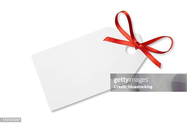 blank gift  or price tag on white with clipping path - julklappar bildbanksfoton och bilder