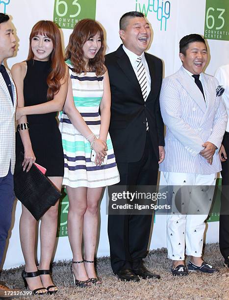 Hong Jin-Young, Shin Ji, Gang Ho-Dong and Cho Sae-Ho attend Jang Yoon-Jung and Do Kyung-Wan Wedding at 63 building convention center on June 28, 2013...