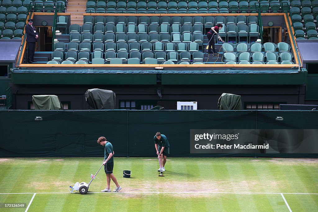 Early Morning Preparation Of Centre Court - Wimbledon Tennis Championship