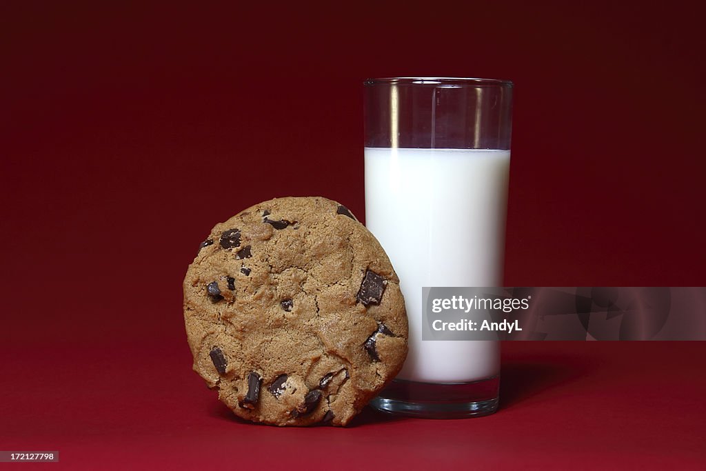 Milk and Cookie on Red