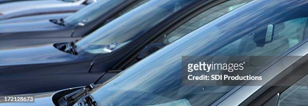 row of new cars - windscreen stock pictures, royalty-free photos & images