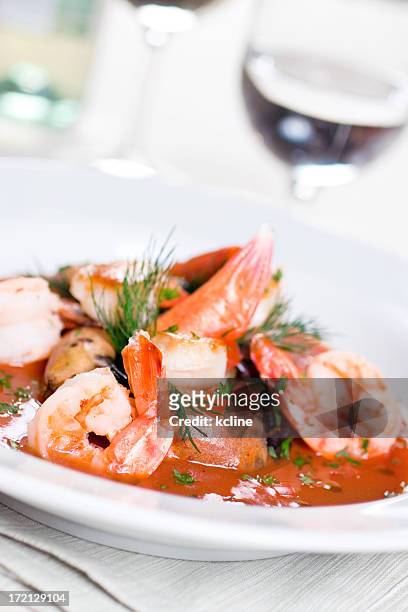 spicy cioppino - scampi stock pictures, royalty-free photos & images