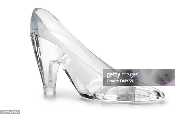 glass slipper - high heels on white stock pictures, royalty-free photos & images