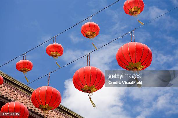 chinese lanterns - chinatown stock pictures, royalty-free photos & images