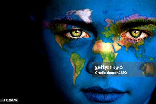 earth boy - face projection stock pictures, royalty-free photos & images