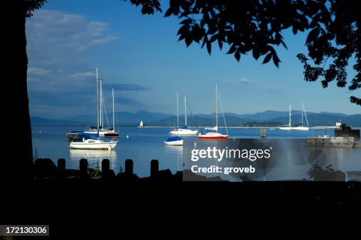 Sailboats on Lake Champlain