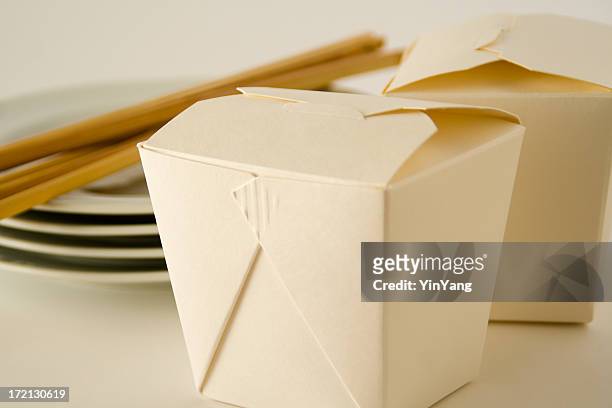 Small White Chinese To Go Box Stock Photo, Picture and Royalty