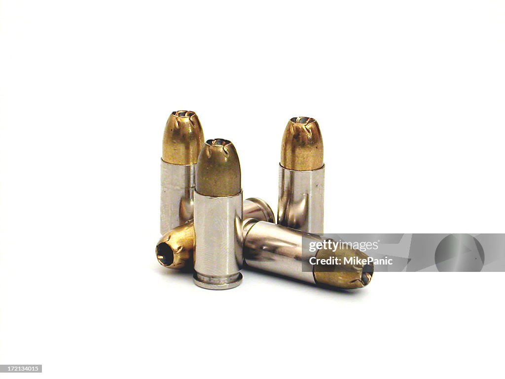 Several bullets isolated on a white background