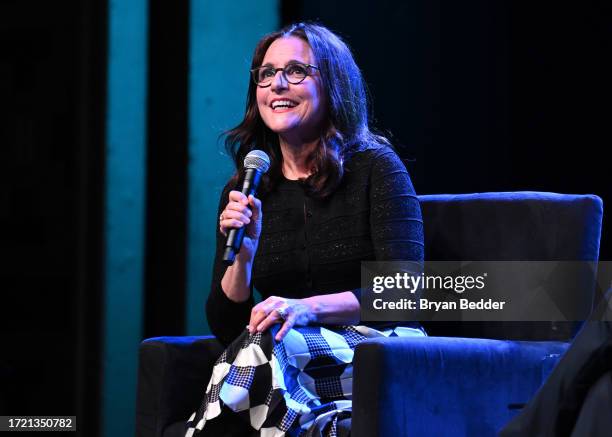 Julia Louis-Dreyfus speaks onstage during The 2023 New Yorker Festival at Webster Hall on October 06, 2023 in New York City.