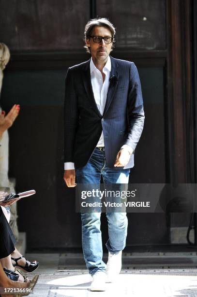 Christophe Josse walks the runway during the Christophe Josse show as part of Paris Fashion Week Haute-Couture Fall/Winter 2013-2014 at les Beaux...