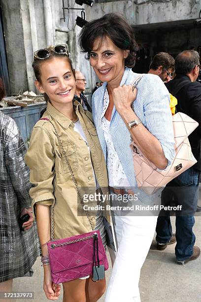 Ines de La Fressange and her daughter Violette d'Urso attend the Chanel show as part of Paris Fashion Week Haute-Couture Fall/Winter 2013-2014 at...