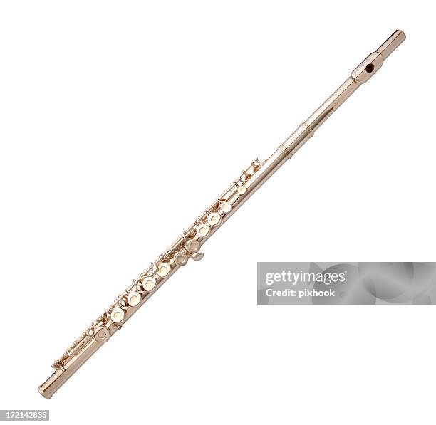 silver flute with path - musical instruments stock pictures, royalty-free photos & images