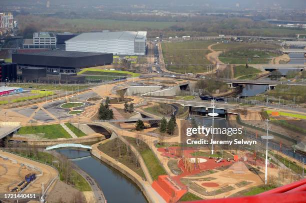 An Aerial View Of The Queen Elizebeth Olympic Park In London, England..Queen Elizabeth Ii Olympic Park Is A Sporting Complex Built For The 2012...