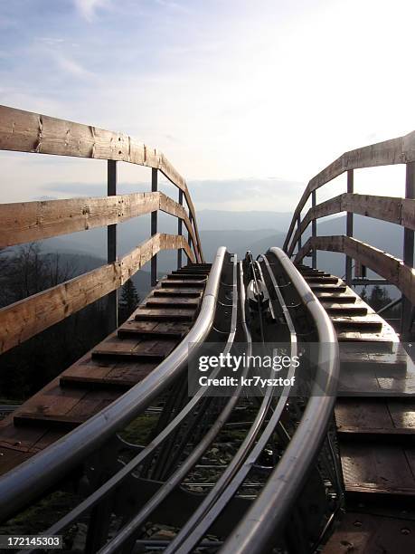 roller-coaster - roller coaster track stock pictures, royalty-free photos & images