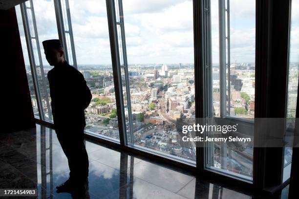 View From The Shangri-La Hotel In The Shard Today During Its Opening, With A Bellboy In Shot . 06-May-2014