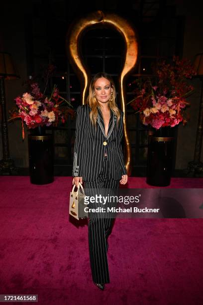 Olivia Wilde at the Schiaparelli and Neiman Marcus Cocktail Event at the John Sowden House on October 12, 2023 in Los Angeles, California.