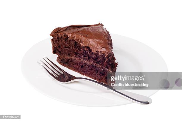 slice of chocolate cake - cake isolated stock pictures, royalty-free photos & images