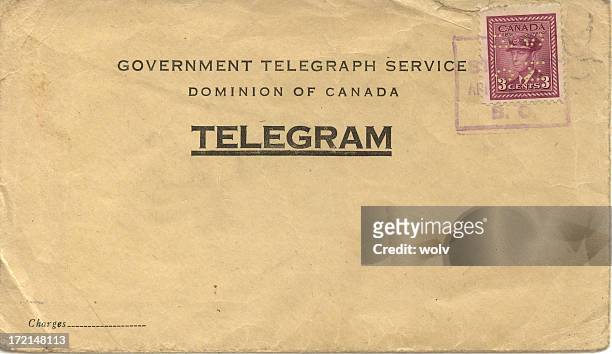 weathered posted telegram envelope - telegraf bildbanksfoton och bilder