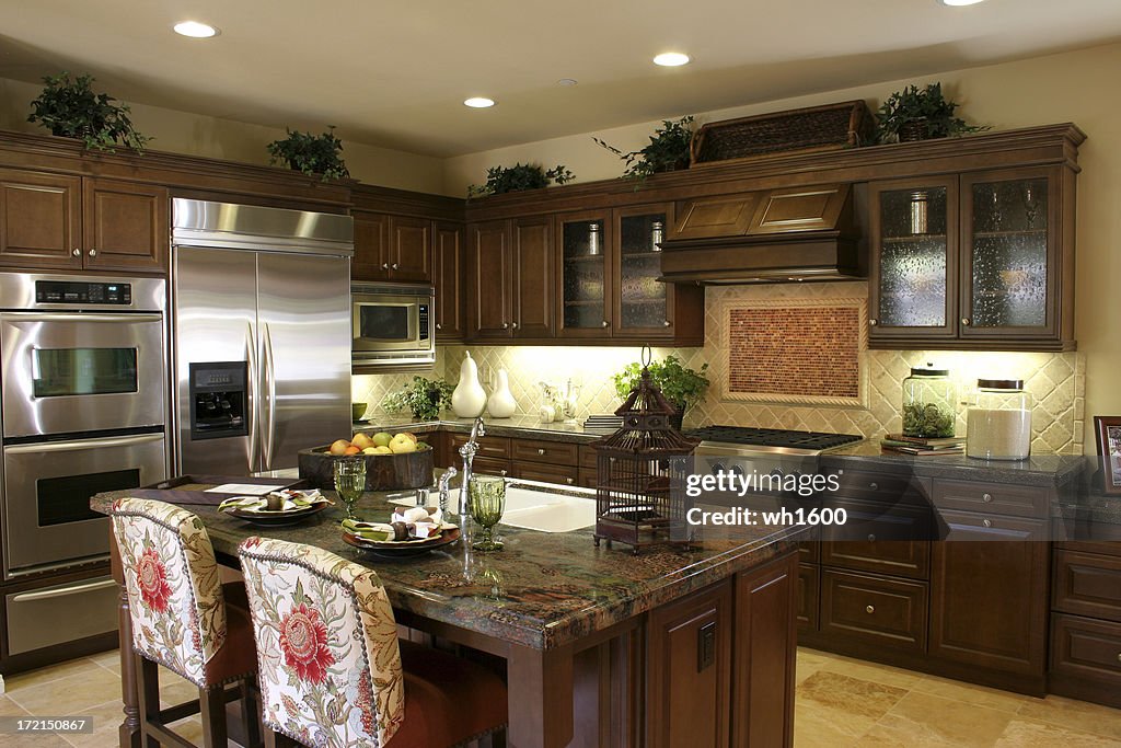 Kitchen with dark cabinets