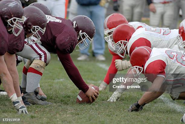 american football line of scrimmage - first down american football stock pictures, royalty-free photos & images