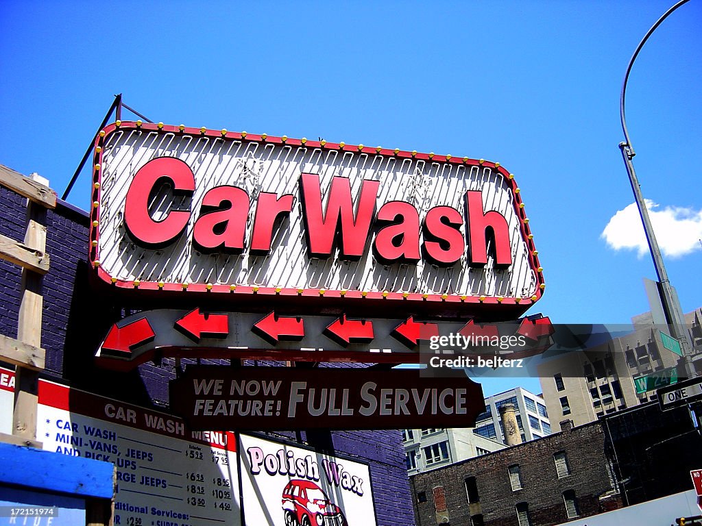 Sign advertising a full service car wash