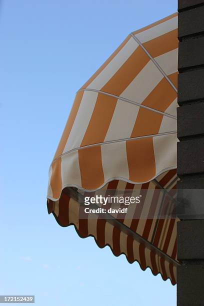 awning - striped awning stock pictures, royalty-free photos & images