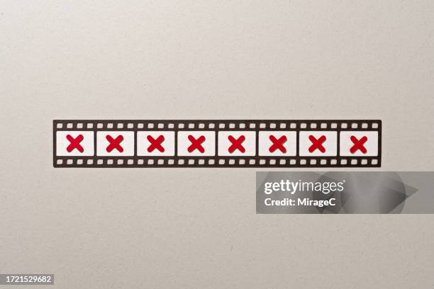 cross marks of rejection on camera film, censorship concept - file ellipse sign 47.svg stock pictures, royalty-free photos & images