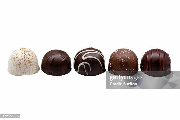 chocolate truffles - indulgence white background stockfoto's en -beelden