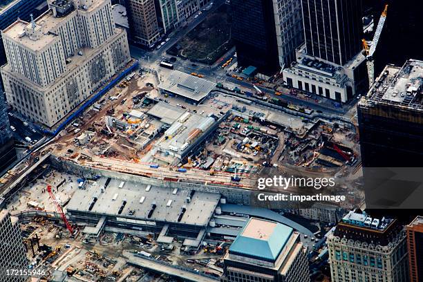 ground zero luftaufnahme - 911 new york stock-fotos und bilder