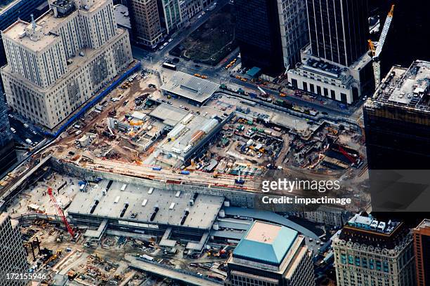 ground zero aerial - 911 new york stockfoto's en -beelden