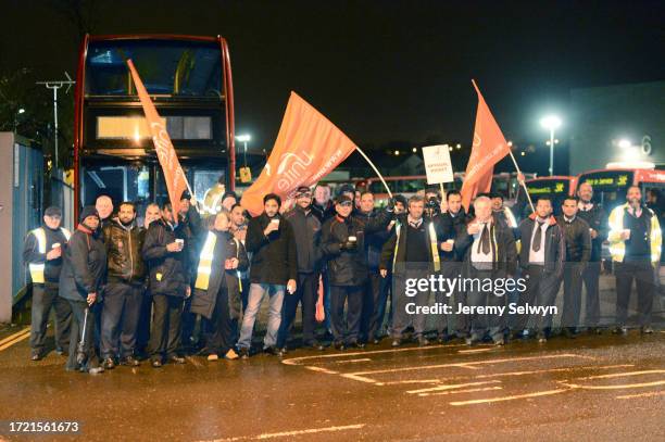 .Picket Line At Cricklewood Bus Garage This Morning. 13-January-2015