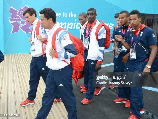Team Gb Football Team Off To Training In The Olympic Village Today. 16-July-2012