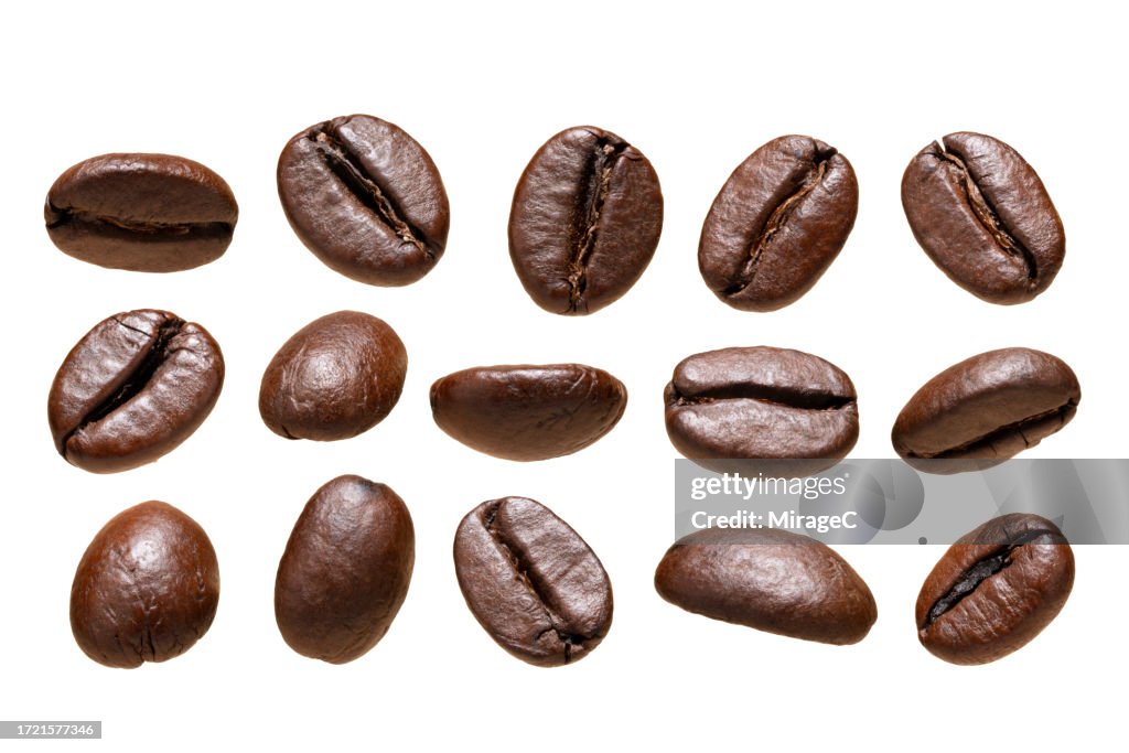 Roasted Coffee Beans Isolated on White Background