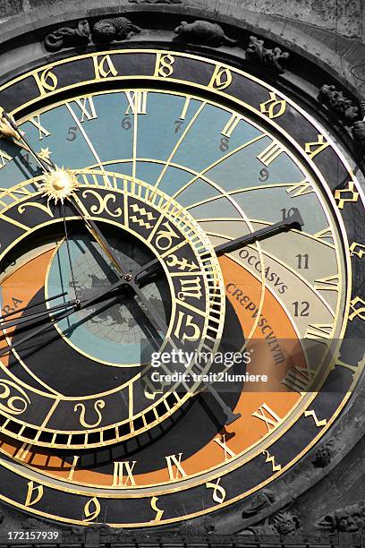astronomical clock in prague, czech republic - ancient sundials stock pictures, royalty-free photos & images