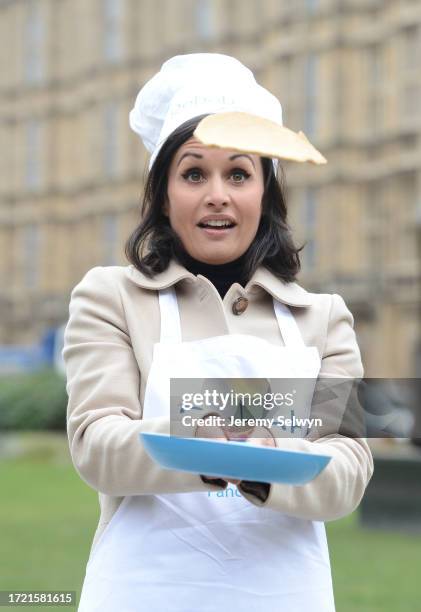 Nina Hossain Flipping Her Pancake In Abingdon Green Today A Week Before The Shrove Tuesday. 10-February-2015