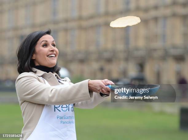 Nina Hossain Flipping Her Pancake In Abingdon Green Today A Week Before The Shrove Teusday. 10-February-2015